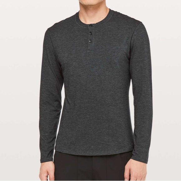 Lululemon 5 Year Basic Long Sleeve Henley XXL heathered black Grey - Picture 7 of 11